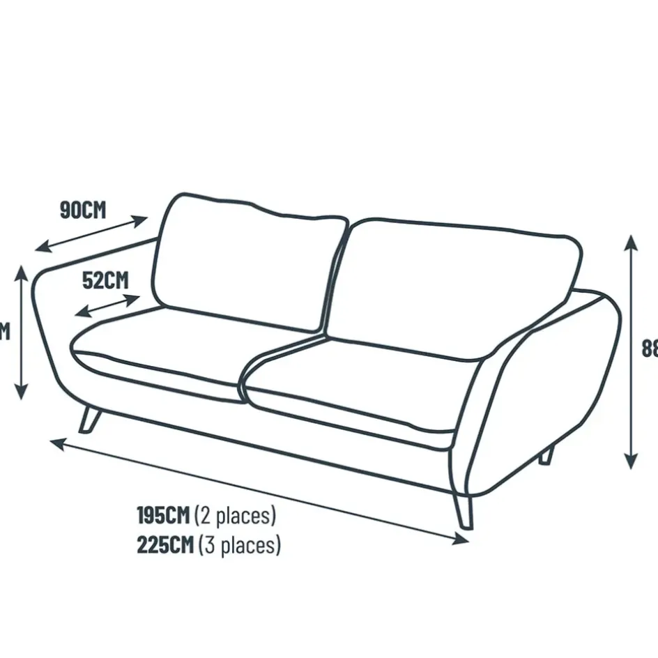 Fabrique de Styles Canapés Fixes>Canapé fixe 2 places AXEL - Effet Velours - Seven Anthracite