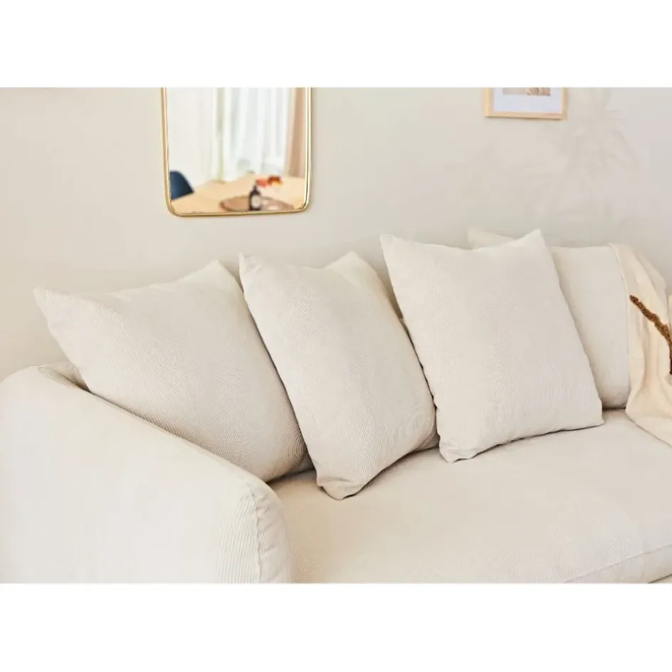 Fabrique de Styles Canapés Fixes>Canapé fixe 3 places Basile - Effet Velours Côtelé - Fjord Écru