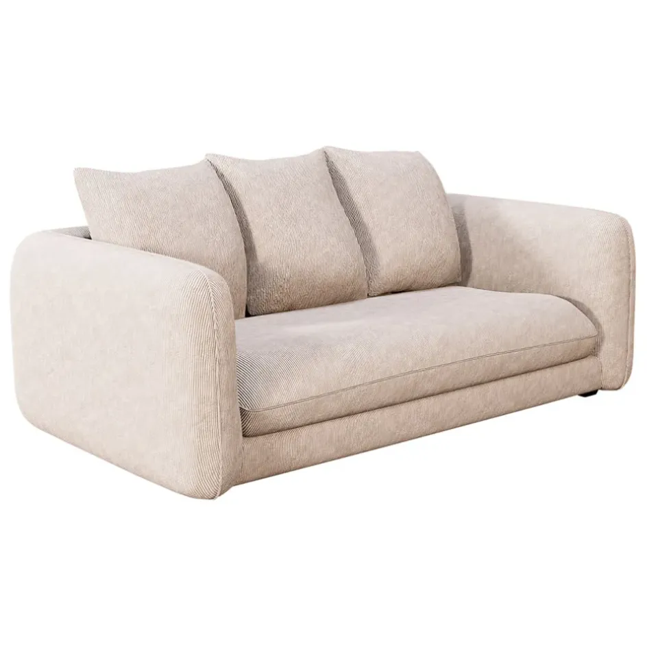 Fabrique de Styles Canapés Fixes>Canapé fixe 3 places Basile - Effet Velours Côtelé - Fjord Écru