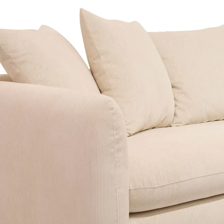 Fabrique de Styles Canapés Fixes>Canapé fixe 3 places Basile - Effet Velours Côtelé - Fjord Écru