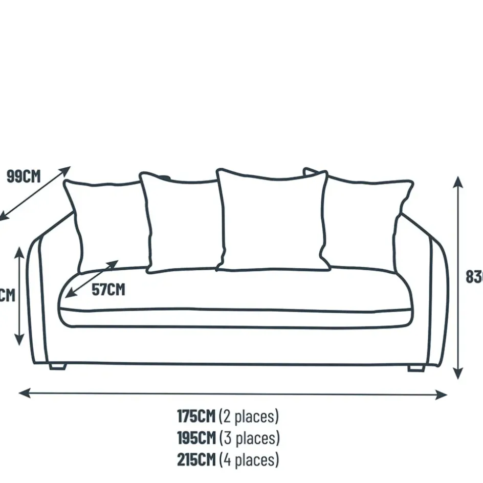 Fabrique de Styles Canapés Fixes>Canapé fixe 3 places Basile - Effet Velours Côtelé - Fjord Écru