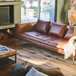 Fabrique de Styles Canapés Fixes>Canapé fixe 3 places en cuir vintage cognac - Montino