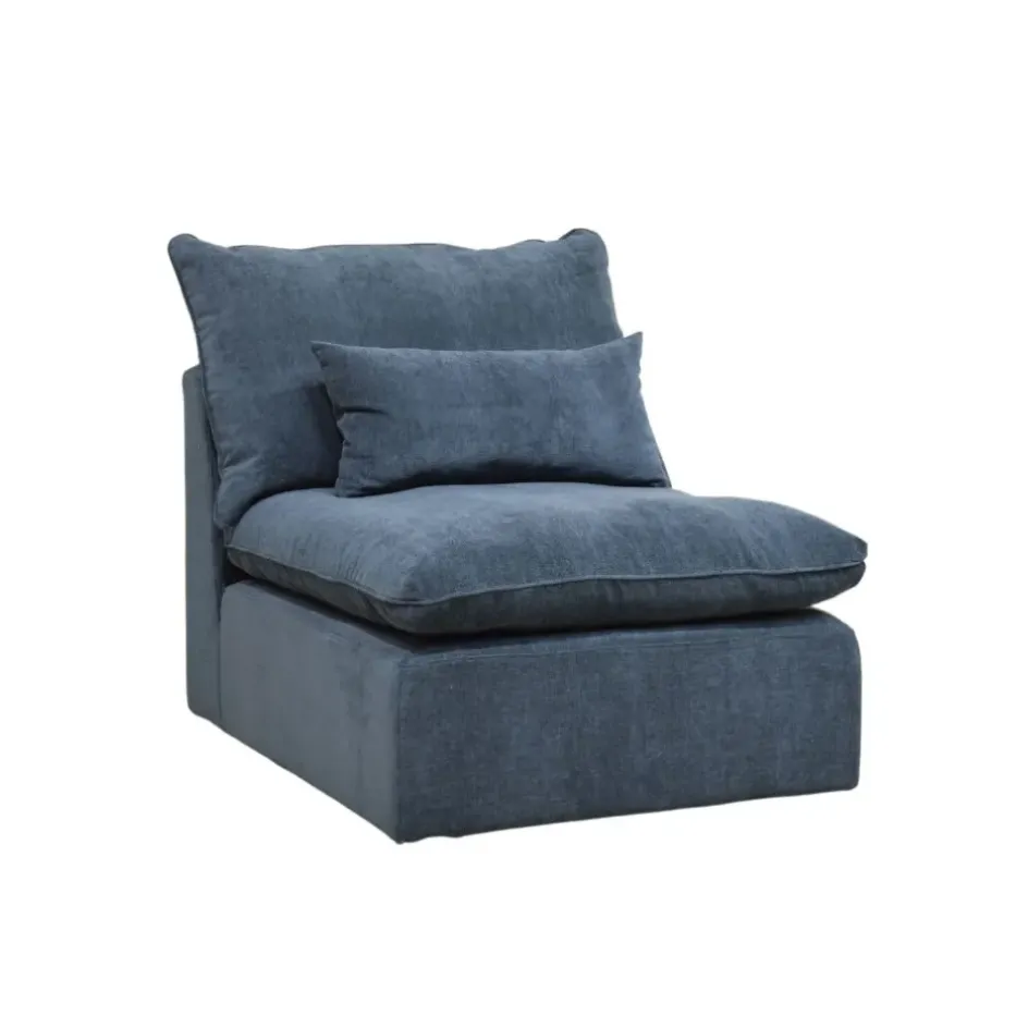 Fabrique de Styles Canapés Modulables>Canapé modulable 3 places é avec pouf - Auguste Bleu Gris