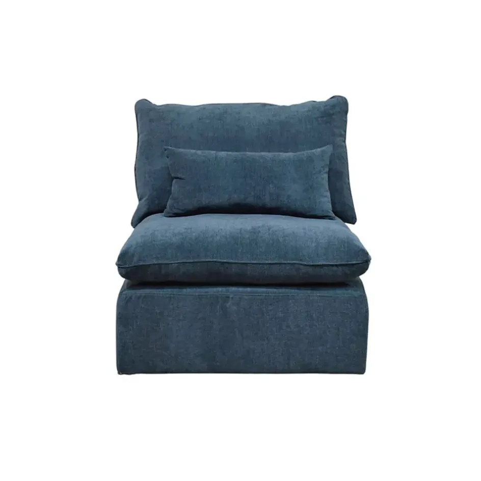 Fabrique de Styles Canapés Modulables>Canapé modulable 3 places é avec pouf - Auguste Bleu Gris