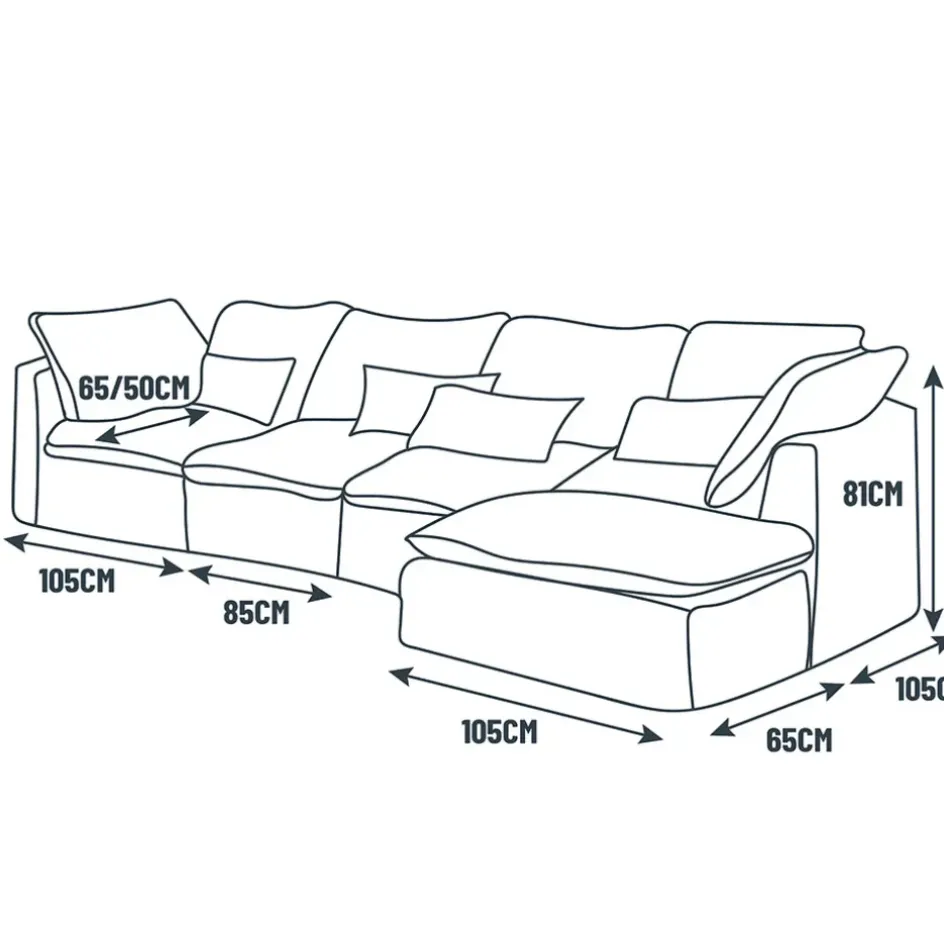 Fabrique de Styles Canapés Modulables>Canapé modulable 3 places é avec pouf - Auguste Bleu Gris