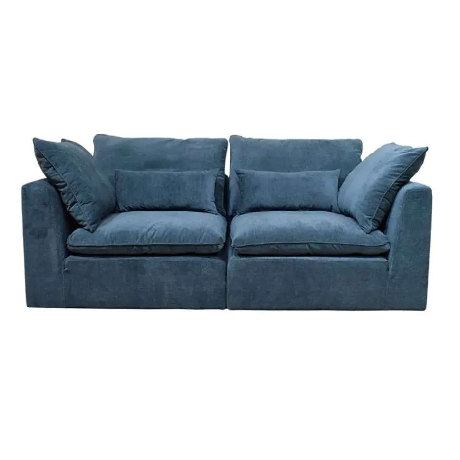 Fabrique de Styles Canapés Modulables>Canapé modulable 3 places é avec pouf - Auguste Bleu Gris