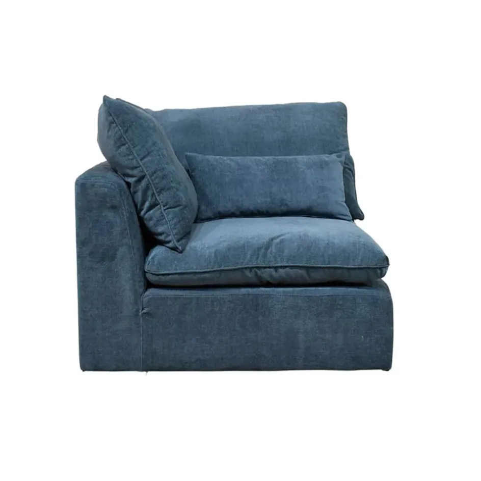 Fabrique de Styles Canapés Modulables>Canapé modulable 3 places é avec pouf - Auguste Bleu Gris