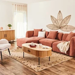 Fabrique de Styles Canapés Modulables>Canapé modulable 3 places avec pouf - Andrea Terracotta