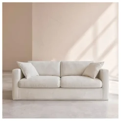 Fabrique de Styles Canapés Fixes>Canape 3 places déhoussable en tissu - Graff Ivoire