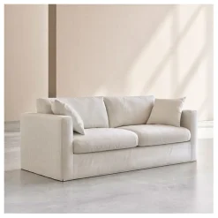 Fabrique de Styles Canapés Fixes>Canape 3 places déhoussable en tissu - Graff Ivoire