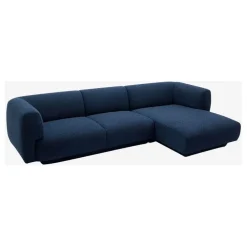 Fabrique de Styles Canapés D'angle>Canape angle droit 4 places en tissu texturé - Austin Bleu Marine