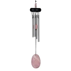 Fabrique de Styles Méditation Et Yoga>Carillon à vent quartz rose h29cm Argenté
