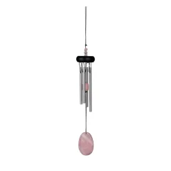 Fabrique de Styles Méditation Et Yoga>Carillon à vent quartz rose h29cm Argenté