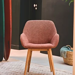 Fabrique de Styles Chaises>Chaise avec accoudoirs en tissu bouclette - Altea Terracotta