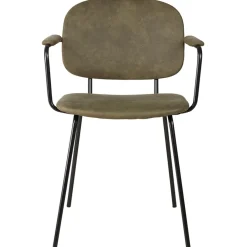 Fabrique de Styles Chaises>Chaise avec accoudoirs en tissu effet daim kaki - Aston Marron