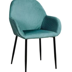 Fabrique de Styles Chaises>Chaise avec accoudoirs en velours côtelé canard - Julia Bleu
