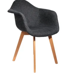 Fabrique de Styles Chaises>Chaise avec accoudoirs en tissu grosse maille - Scarlett Noir