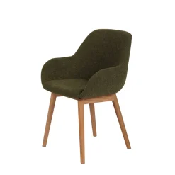 Fabrique de Styles Chaises>Chaise avec accoudoirs en tissu bouclette - Altea Kaki