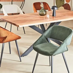 Fabrique de Styles Chaises>Chaise avec accoudoirs en velours côtelé - Alma Cognac