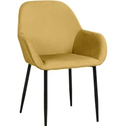 Fabrique de Styles Chaises>Chaise avec accoudoirs en velours côtelé - Julia Moutarde