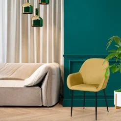 Fabrique de Styles Chaises>Chaise avec accoudoirs en velours côtelé - Julia Moutarde