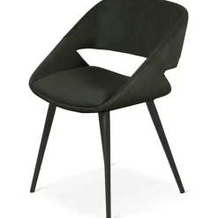 Fabrique de Styles Chaises>Chaise avec accoudoirs en velours côtelé foncé - Alma Vert