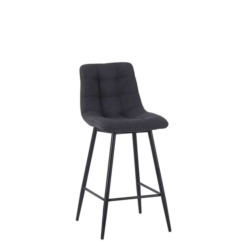 Fabrique de Styles Tabourets Et Chaises De Bar>Chaise de bar en tissu matelassé antracithe - Lilly Anthracite