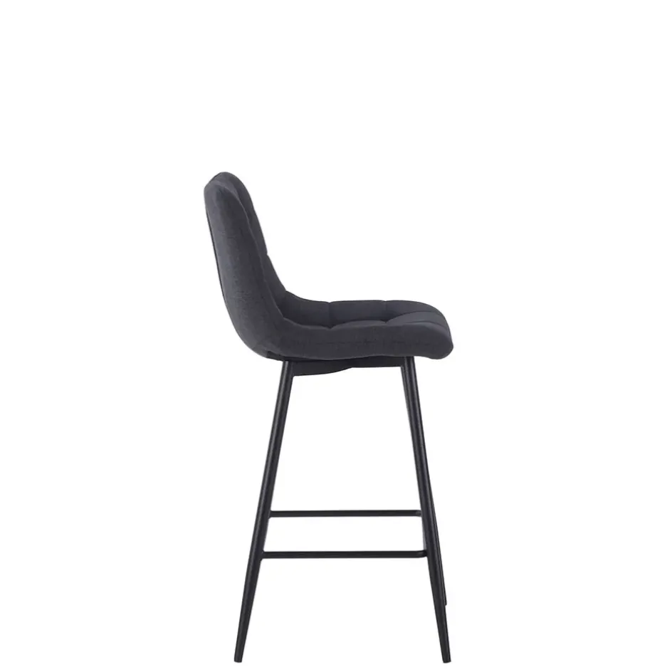 Fabrique de Styles Tabourets Et Chaises De Bar>Chaise de bar en tissu matelassé antracithe - Lilly Anthracite