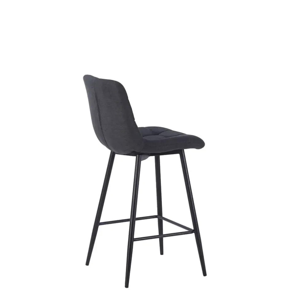 Fabrique de Styles Tabourets Et Chaises De Bar>Chaise de bar en tissu matelassé antracithe - Lilly Anthracite