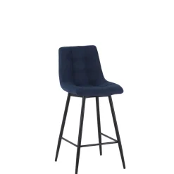 Fabrique de Styles Tabourets Et Chaises De Bar>Chaise de bar en tissu matelassé bleu - Lilly Marine