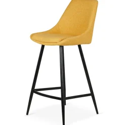 Fabrique de Styles Tabourets Et Chaises De Bar>Chaise de bar en tissu h67cm - Ben Moutarde