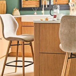 Fabrique de Styles Tabourets Et Chaises De Bar>Chaise de bar en tissu soft touch h65cm - Keri Sable