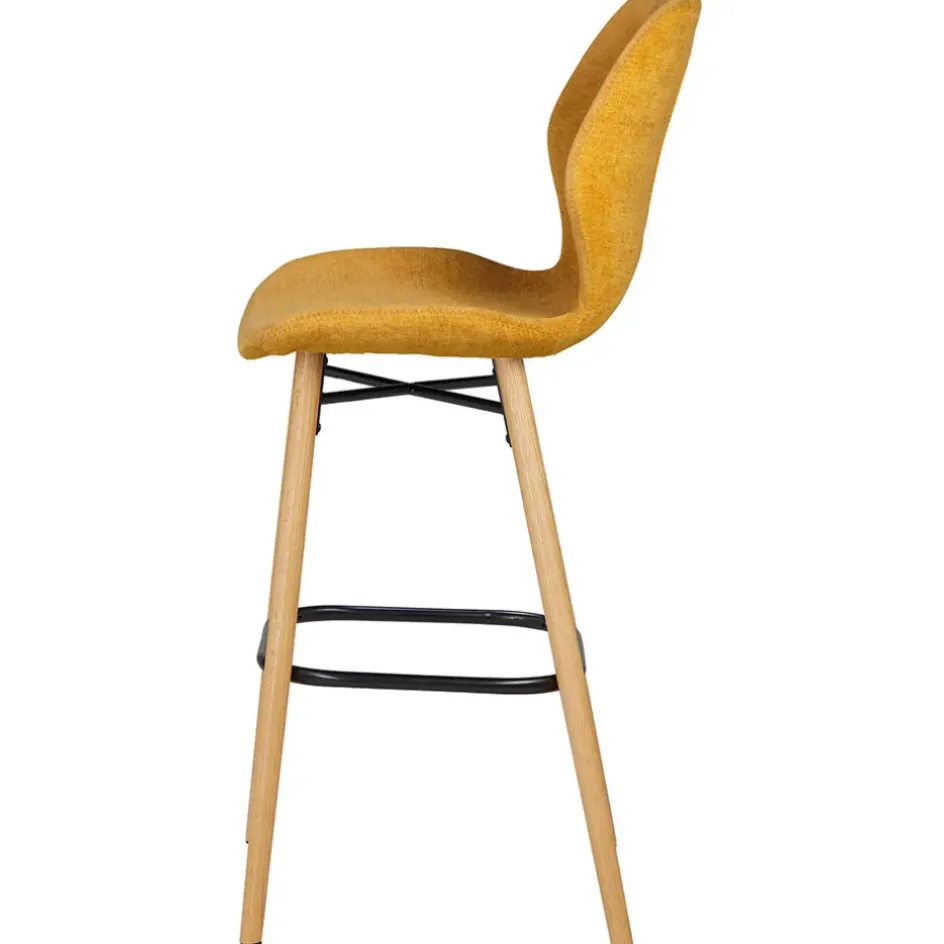 Fabrique de Styles Tabourets Et Chaises De Bar>Chaise de bar en tissu soft touch h65cm - Keri Moutarde