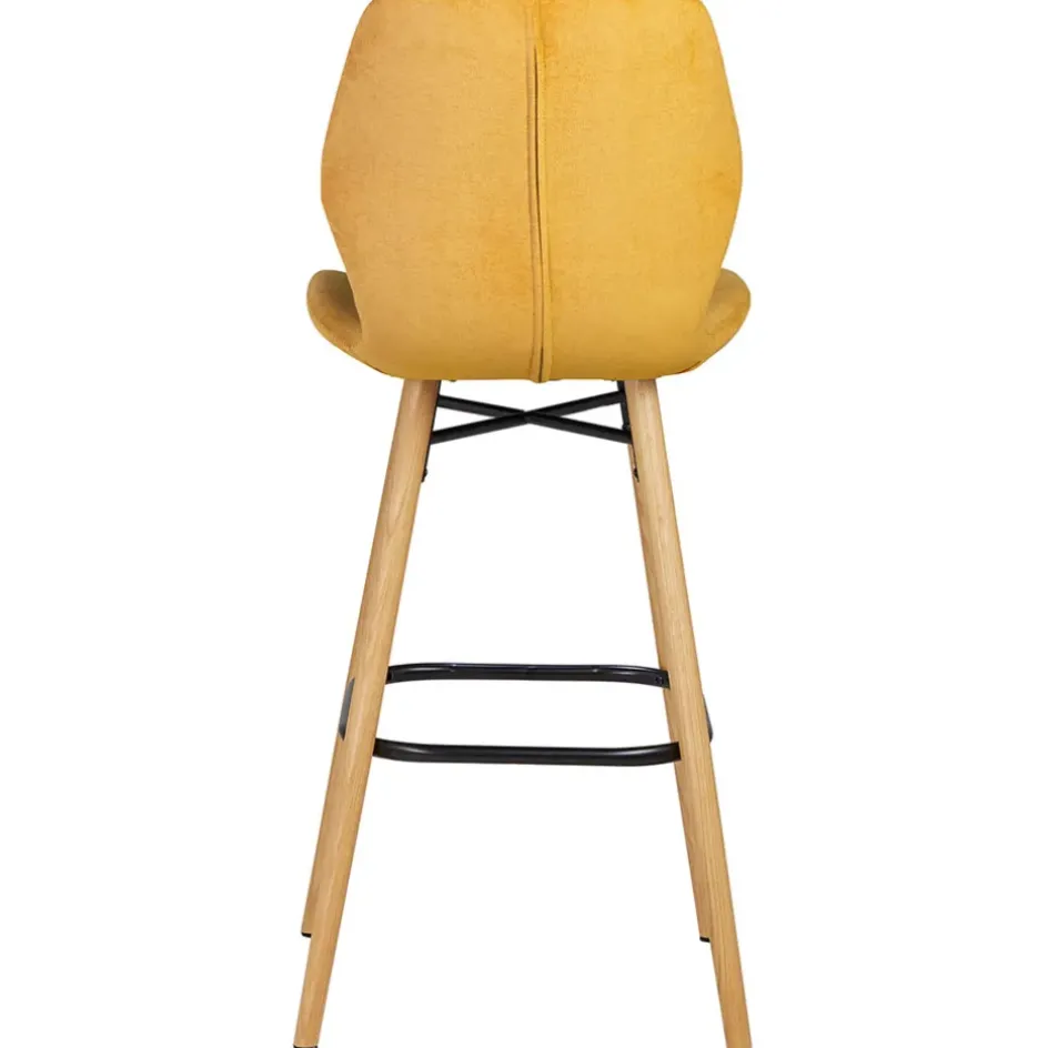 Fabrique de Styles Tabourets Et Chaises De Bar>Chaise de bar en tissu soft touch h65cm - Keri Moutarde