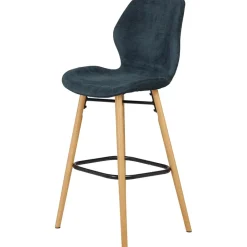 Fabrique de Styles Tabourets Et Chaises De Bar>Chaise de bar en tissu soft touch foncé h65cm - Keri Bleu