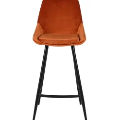 Fabrique de Styles Tabourets Et Chaises De Bar>Chaise de bar en velours cognac h75cm - Ben Orange