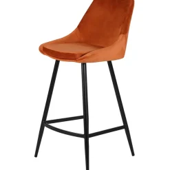 Fabrique de Styles Tabourets Et Chaises De Bar>Chaise de bar en velours cognac h75cm - Ben Orange