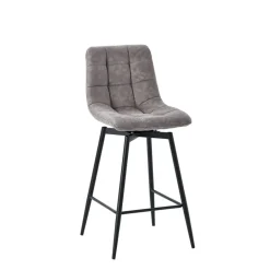 Fabrique de Styles Tabourets Et Chaises De Bar>Chaise de bar pivotante en microfibre matelassé - Lilly Taupe