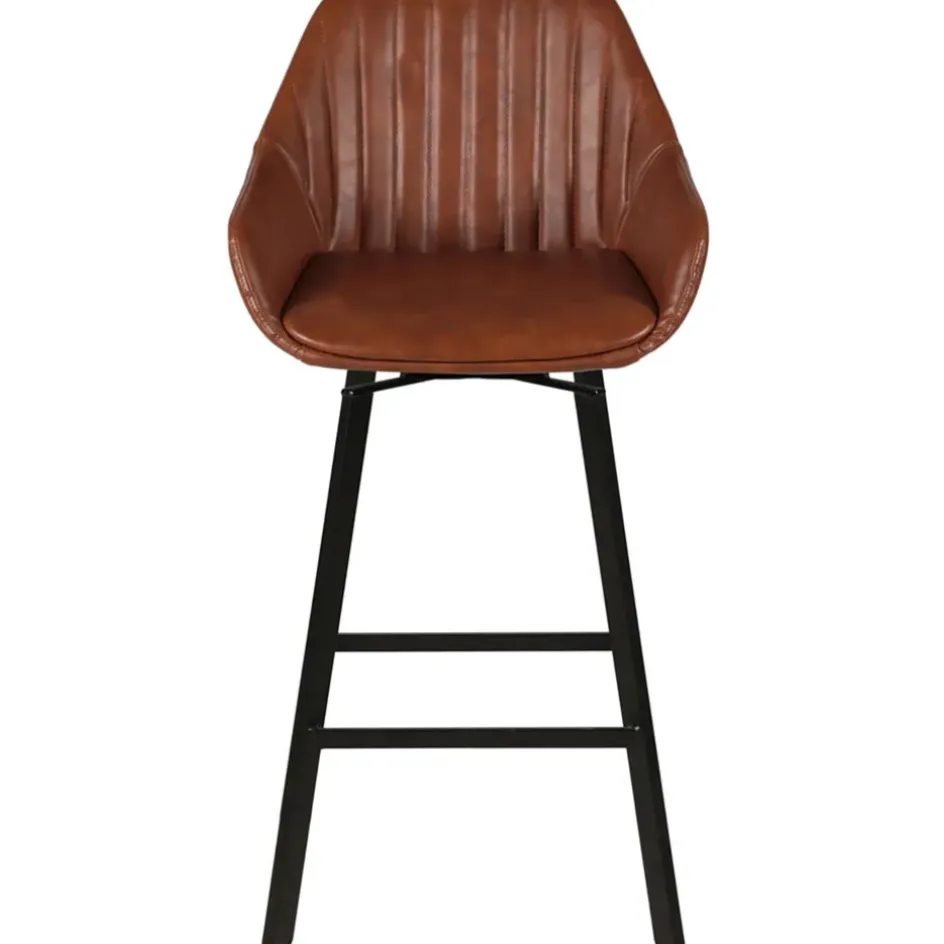 Fabrique de Styles Tabourets Et Chaises De Bar>Chaise de bar pivotante effet cuir h75cm - Moss Marron