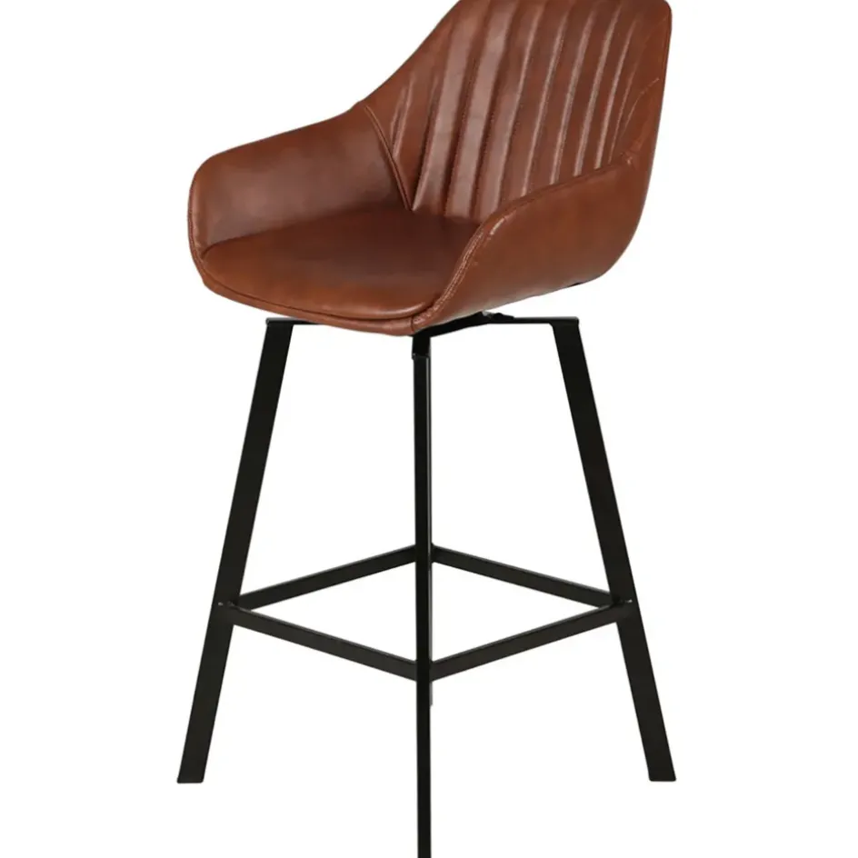 Fabrique de Styles Tabourets Et Chaises De Bar>Chaise de bar pivotante effet cuir h75cm - Moss Marron