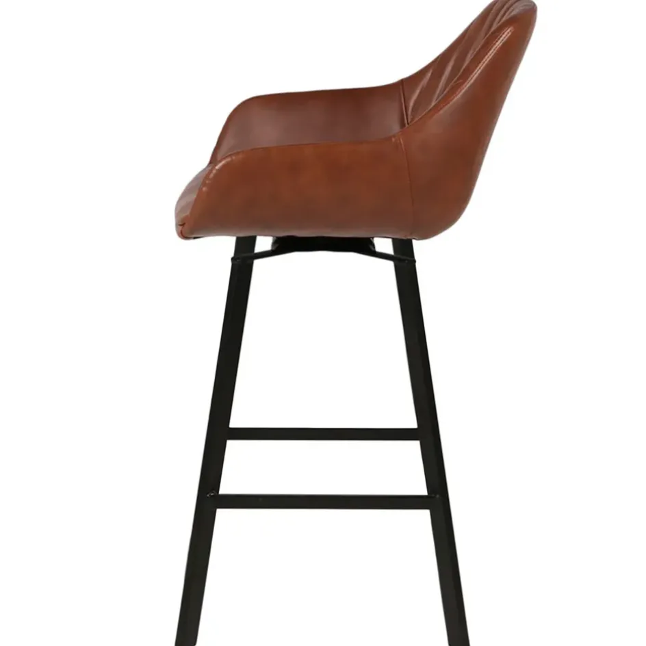 Fabrique de Styles Tabourets Et Chaises De Bar>Chaise de bar pivotante effet cuir h75cm - Moss Marron