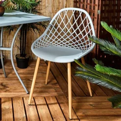 Fabrique de Styles Chaises, Fauteuils|Jardin>Chaise de jardin en plastique grise - Malaga Gris, Marron