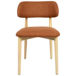 Fabrique de Styles Chaises>Chaise de salle à manger en tissu et hévéa - Elsy Brique