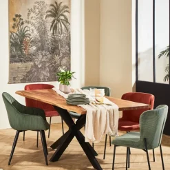 Fabrique de Styles Chaises>Chaise de salle à manger en velours côtelé - Holden Acajou