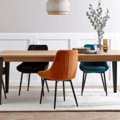 Fabrique de Styles Chaises>Chaise de salle à manger en velours - Ben Bleu