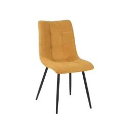Fabrique de Styles Chaises>Chaise de salle à manger en tissu matelassé - Lilly Moutarde