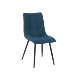 Fabrique de Styles Chaises>Chaise de salle à manger en tissu matelassé bleu pétrole - Lilly Petrole