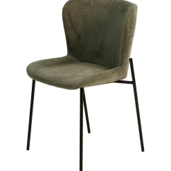 Fabrique de Styles Chaises>Chaise de salle à manger en velours côtelé foncé - Holden Vert