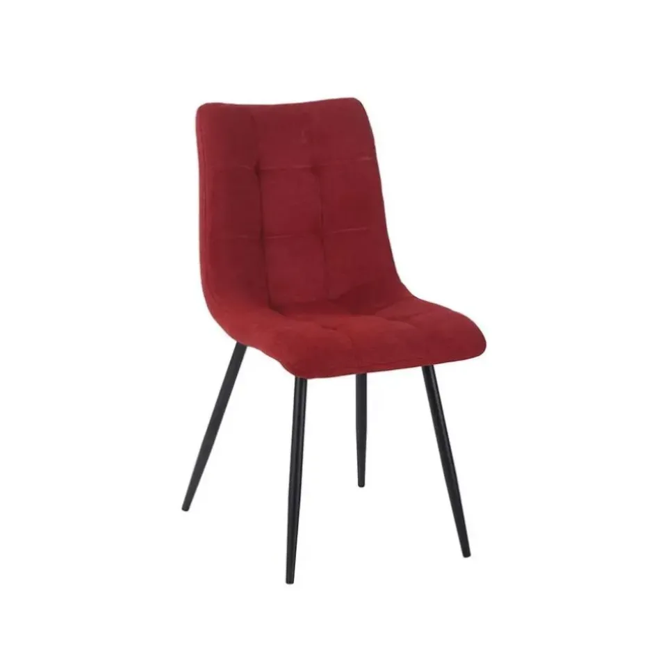 Fabrique de Styles Chaises>Chaise de salle à manger en tissu matelassé - Lilly Cerise