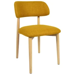 Fabrique de Styles Chaises>Chaise de salle à manger en tissu et hévéa - Elsy Safran